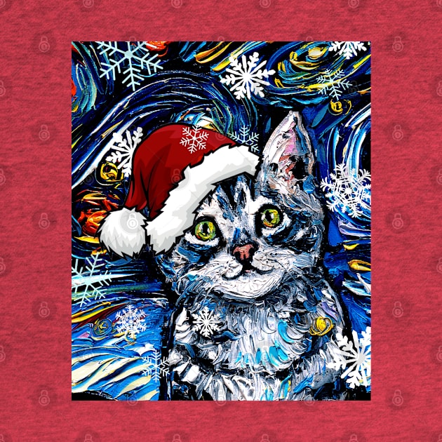 Gray Tabby Kitten Santa by sagittariusgallery